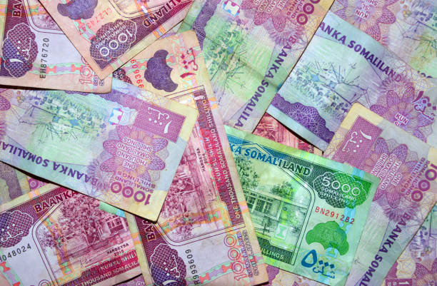 Somaliland shilling banknotes spread